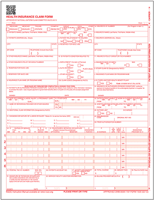 CMS 1500 Medicare claim form